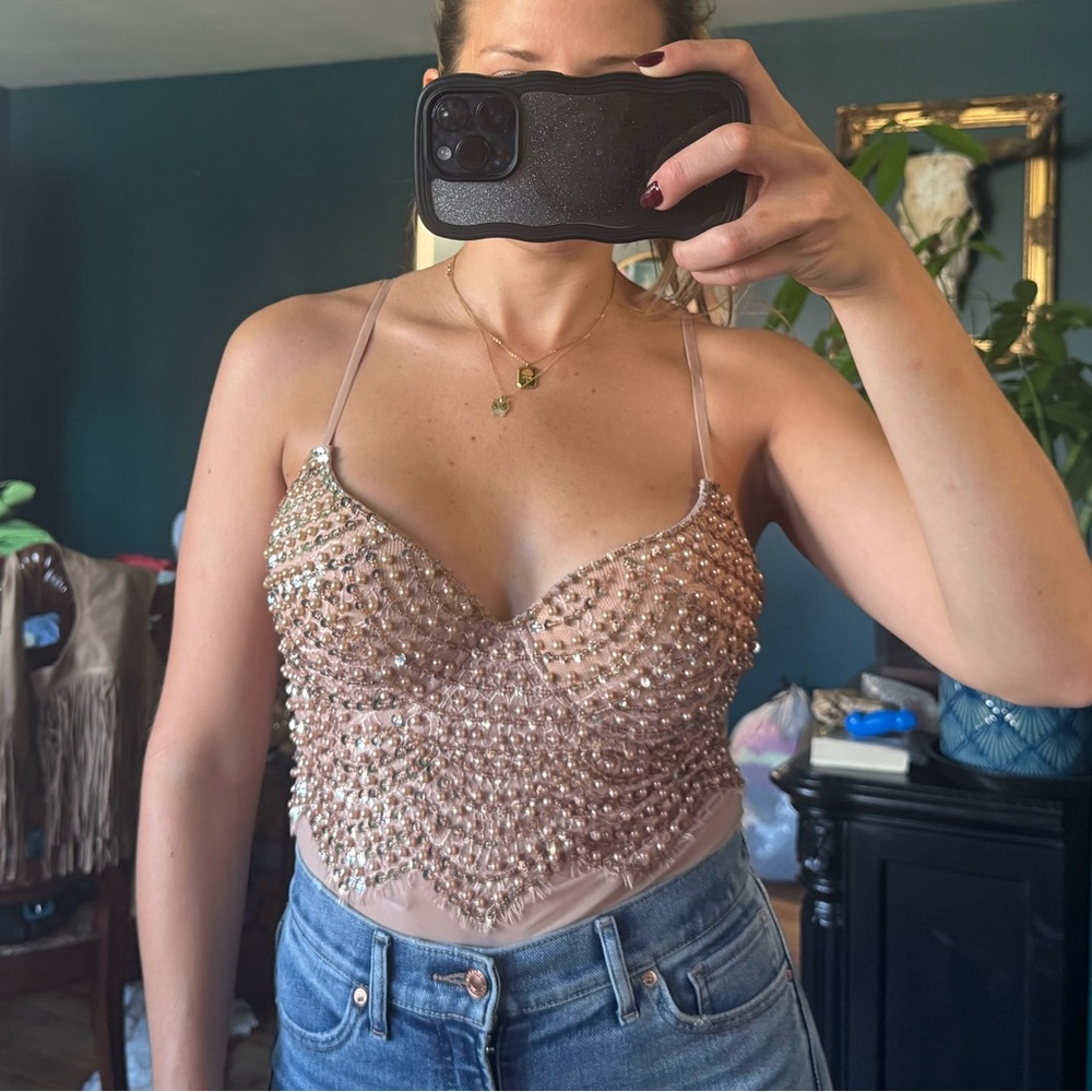 Windsor Nude Embellished Bodysuit